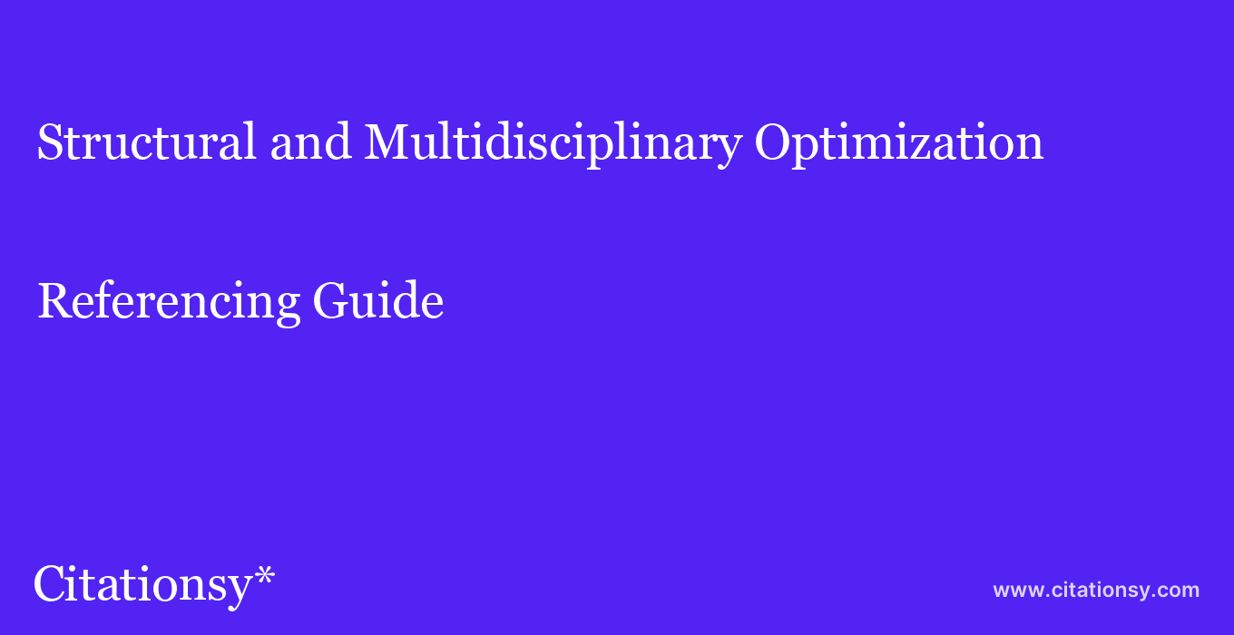 cite Structural and Multidisciplinary Optimization  — Referencing Guide